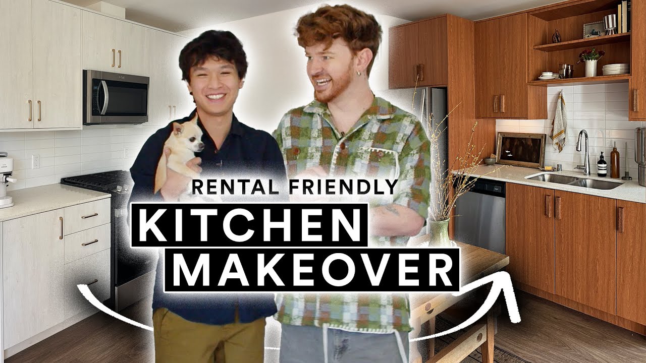 Rental Friendly KITCHEN MAKEOVER for BenjiPlant *DIY Wood Wrapped Cabinets*