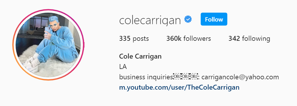 64 Top Beauty Influencer - Cole Carrigan