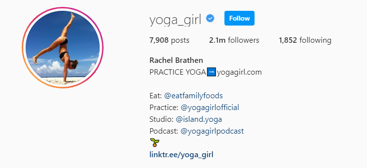 Top Fitness Influencer - Rachel Brathen