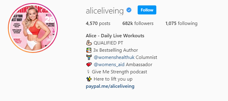 Top Fitness Influencer - Alice Living