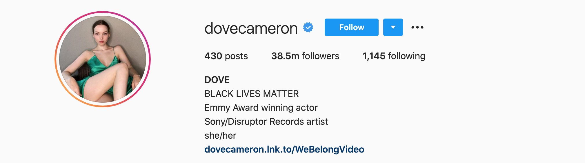 DOVE Top Instagram Influencers - DOVE CAMERON