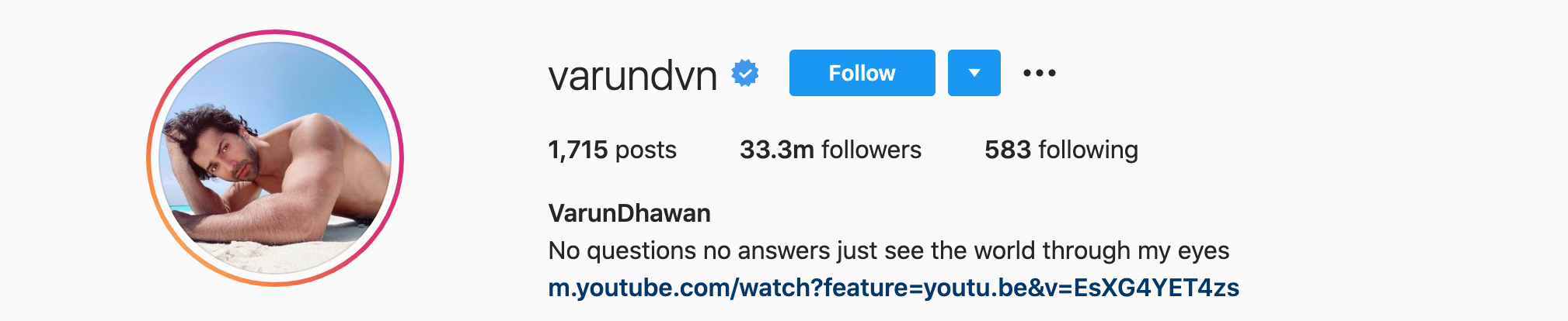 VarunDhawan Top Instagram Influencers - VARUN DHAWAN