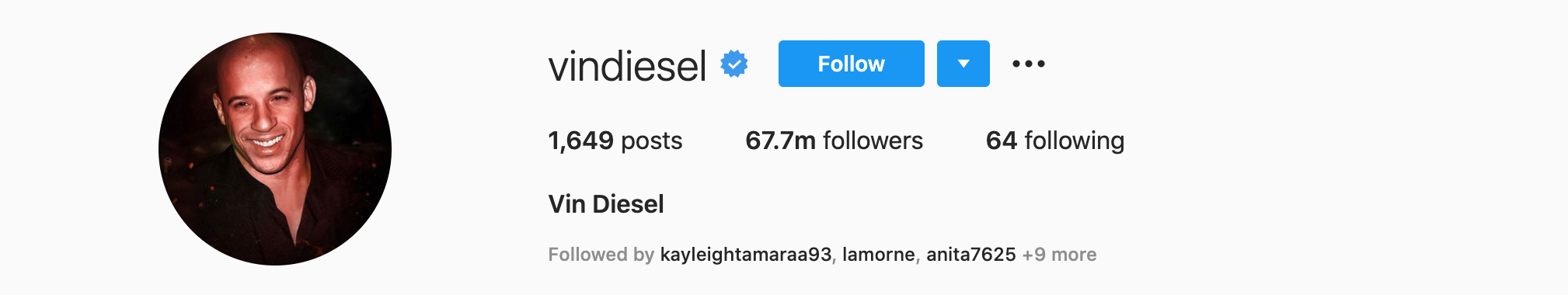 Vin Diesel Top Instagram Influencers - VIN DIESEL