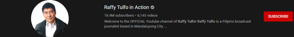 image 11 most subscribed Youtubers - Raffy Tulfo in Action - MOST SUBSCRIBED YOUTUBERS AND MOST SUBSCRIBED YOUTUBE CHANNELS IN 2024