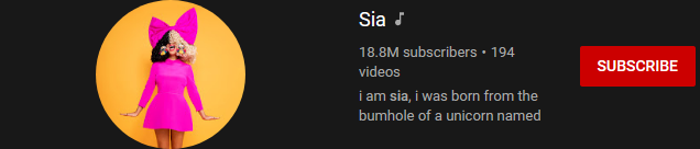 image 13 most subscribed Youtubers - SIA - MOST SUBSCRIBED YOUTUBERS AND MOST SUBSCRIBED YOUTUBE CHANNELS IN 2024