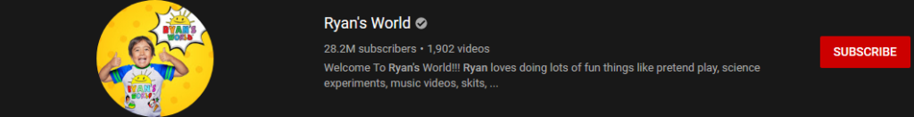 image 19 most subscribed Youtubers - RYAN'S WORLD - MOST SUBSCRIBED YOUTUBERS AND MOST SUBSCRIBED YOUTUBE CHANNELS IN 2024