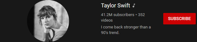 image 40 most subscribed Youtubers - TAYLOR SWIFT