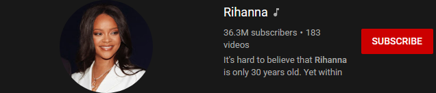 image 48 most subscribed Youtubers - RIHANNA
