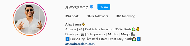 Top Real Estate Influencers - Alex Saenz