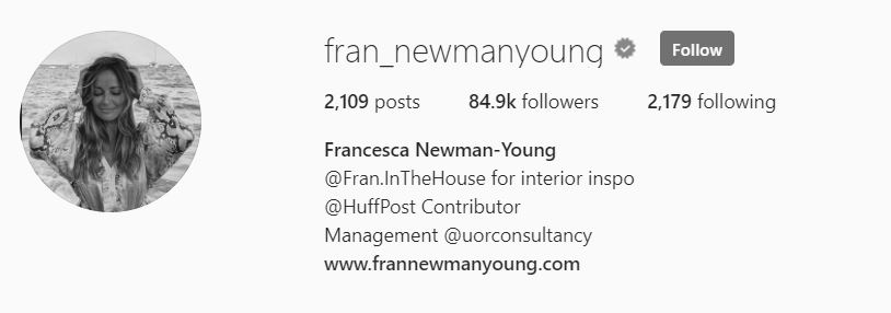 FRANCESCA NEWMAN YOUNG Top Micro Influencers