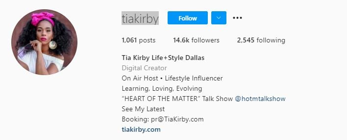 TIA KIRBY Top Micro Influencers