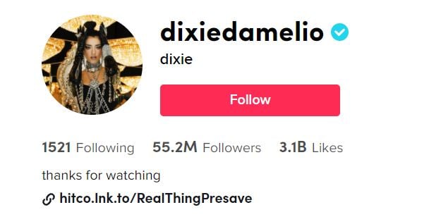 DIXIE D AMELIO Top TikTok Girls 2026