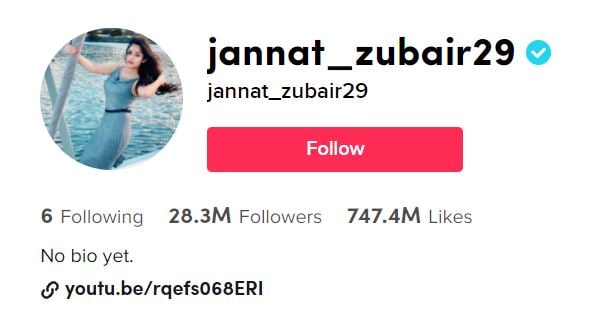 JANNAT ZUBAIR tiktok girls famous