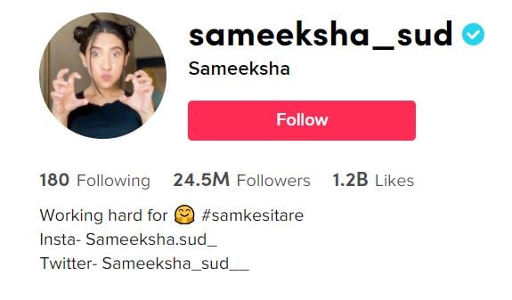 SAMEEKSHA SUD Top TikTok Girls 2024