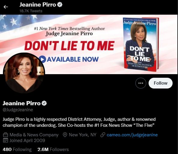 JEANINE PIRRO top political influencers