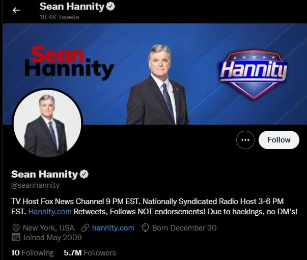 SEAN HANNITY top political influencers