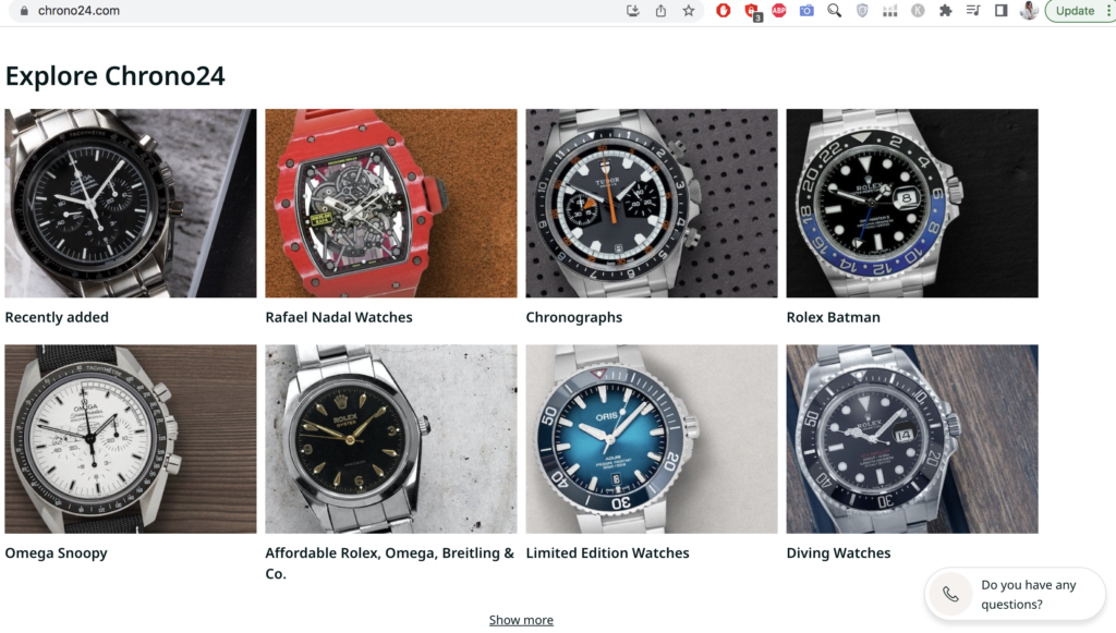 Screen Shot 2023 05 05 at 3.22.38 PM Example of Chrono24 UX