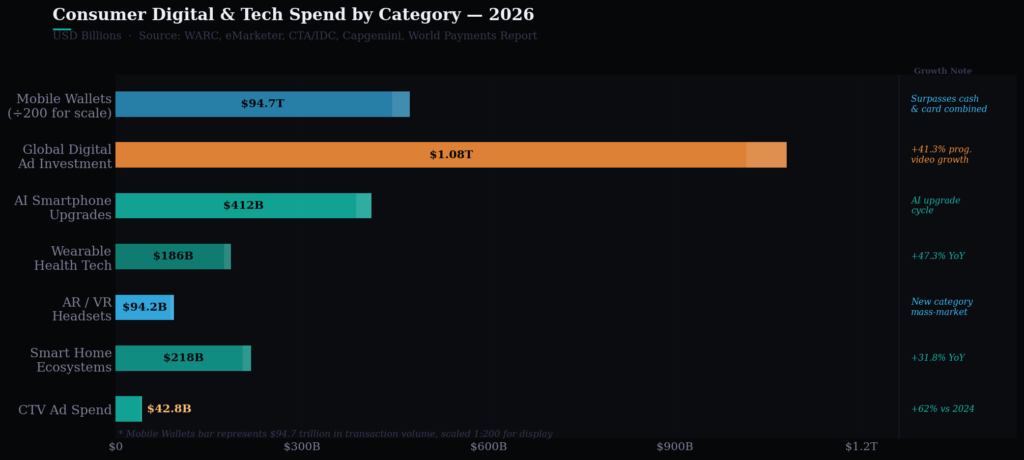 Graph 4 Digital Tech Spend Horizontal Bar TOP DIGITAL CONSUMER BEHAVIOR STATISTICS