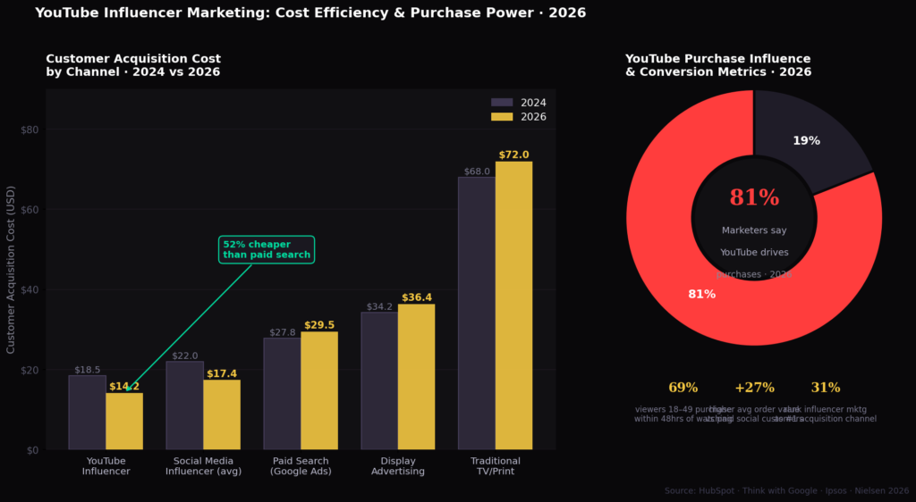 yt graph3 cac purchase BEST YOUTUBE INFLUENCER MARKETING ROI STATISTICS