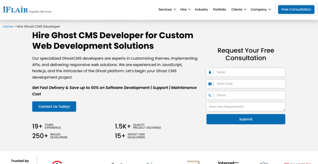 Screenshot 2025 10 15 032906 Ghost CMS development companies